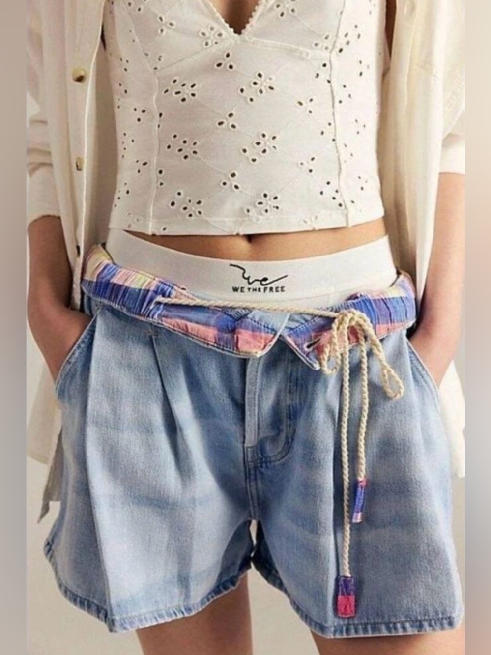 Free People Clark Denim Pleated Shorts Size XL NWT $128